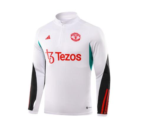 2023-2024 Manchester United Halve-rits trainingspak Wit Zwart Voetbalshirt 1:1 Thaise kwaliteit Set - Afbeelding 4