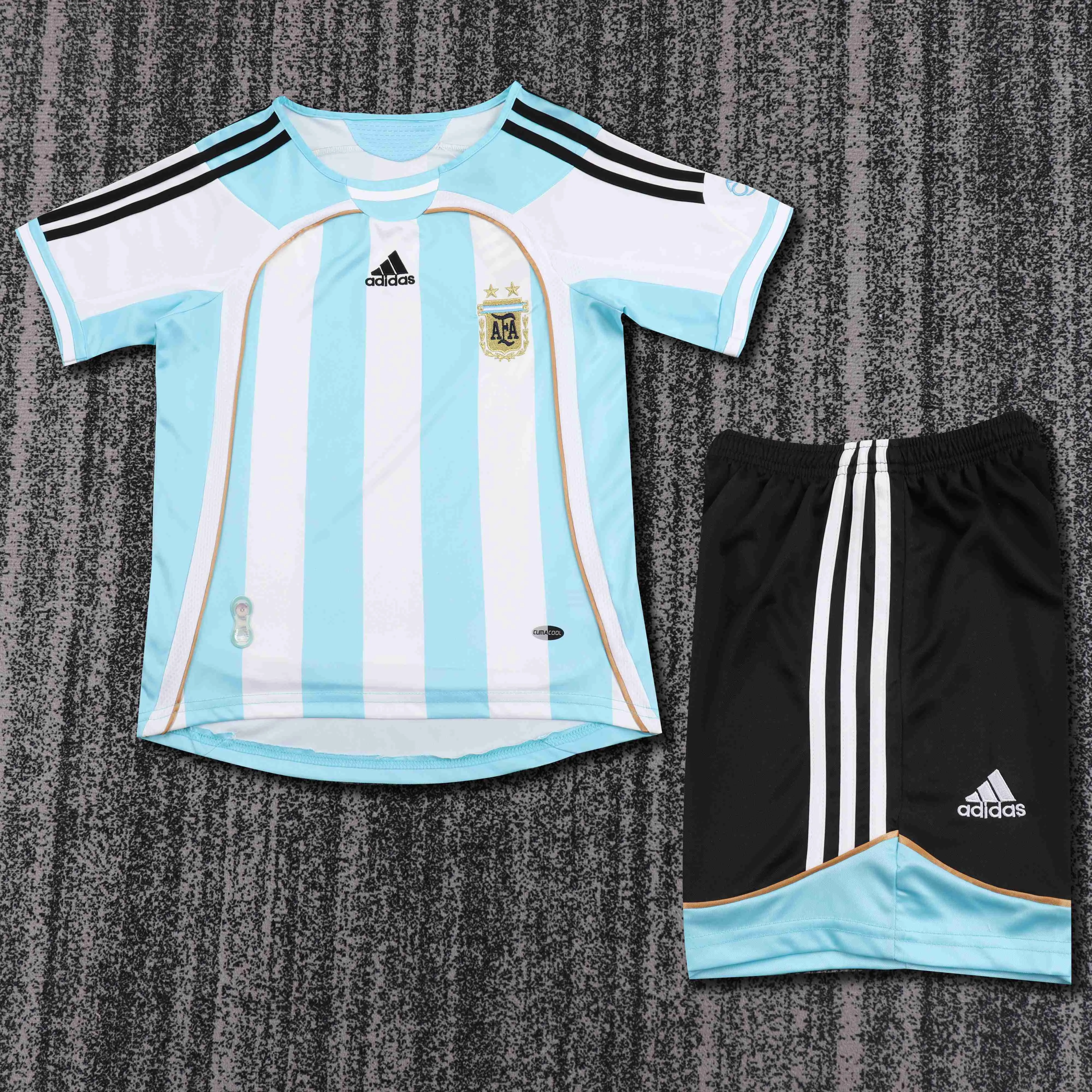 2006 Retro Argentina Selección nacional Local Camiseta Calidad tailandesa 1:1 Talla infantil Talla infantil