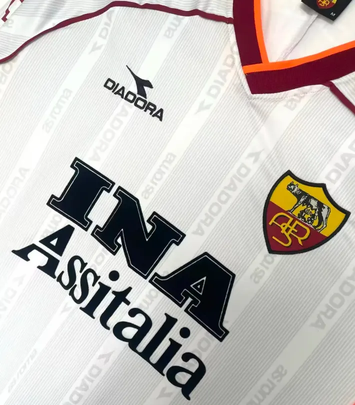 1998-1999 Retro Langarm Roma Auswärts Fußballtrikot 1:1 Thai-Qualität – Bild 3