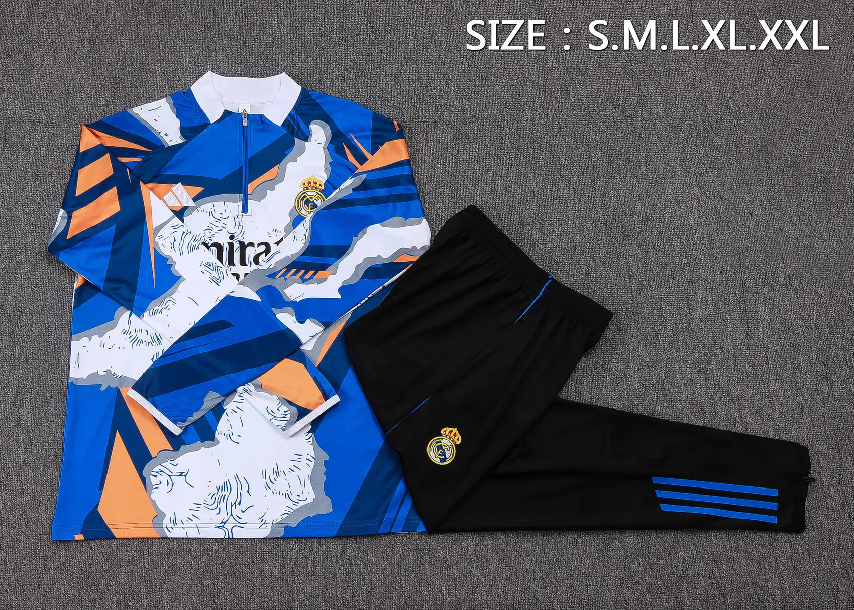 2025/2026 Real Madrid Camouflage Inkjet Survêtement demi-zip Maillot de football Qualité thaï 1:1 Ensemble – Image 7
