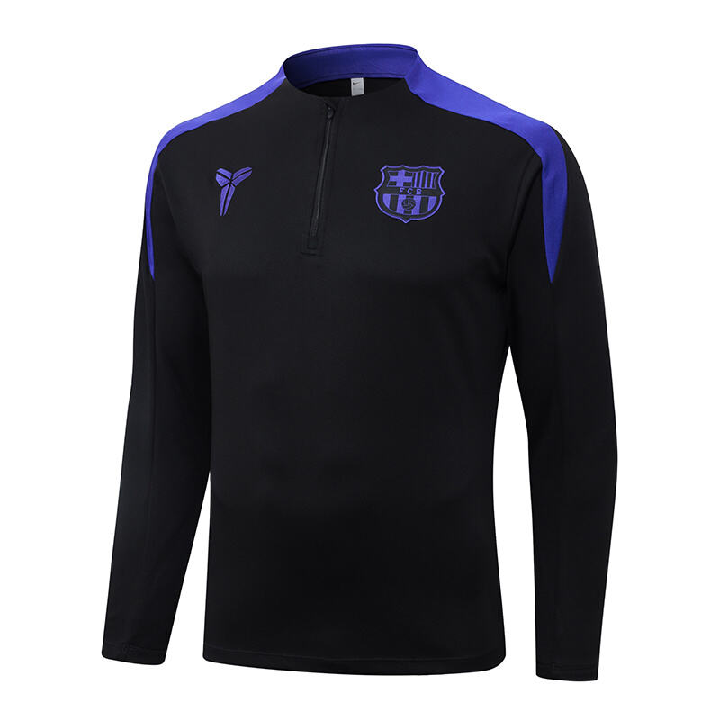 2025/2026 Barcelona Half-Pull Training Suit Black joint edition Jersey Set - Image 4