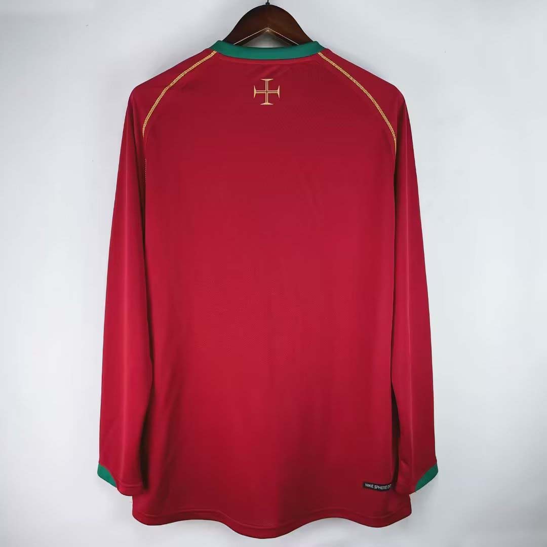 2006 Retro Długi rękaw Portugalia Domowa Koszulka piłkarska - obrazek 3