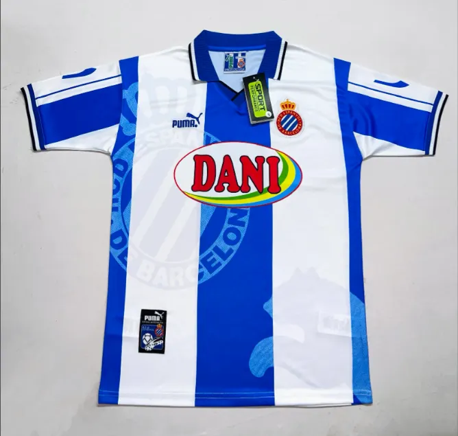 1998-1999 Retro RCD Espanyol Heim Fußballtrikot 1:1 Thai-Qualität