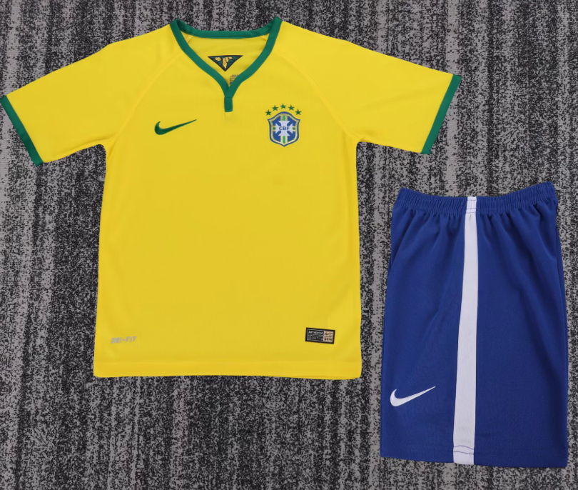 2014 Retro Brasilien Heim Fußballtrikot 1:1 Thai-Qualität Kindergröße
