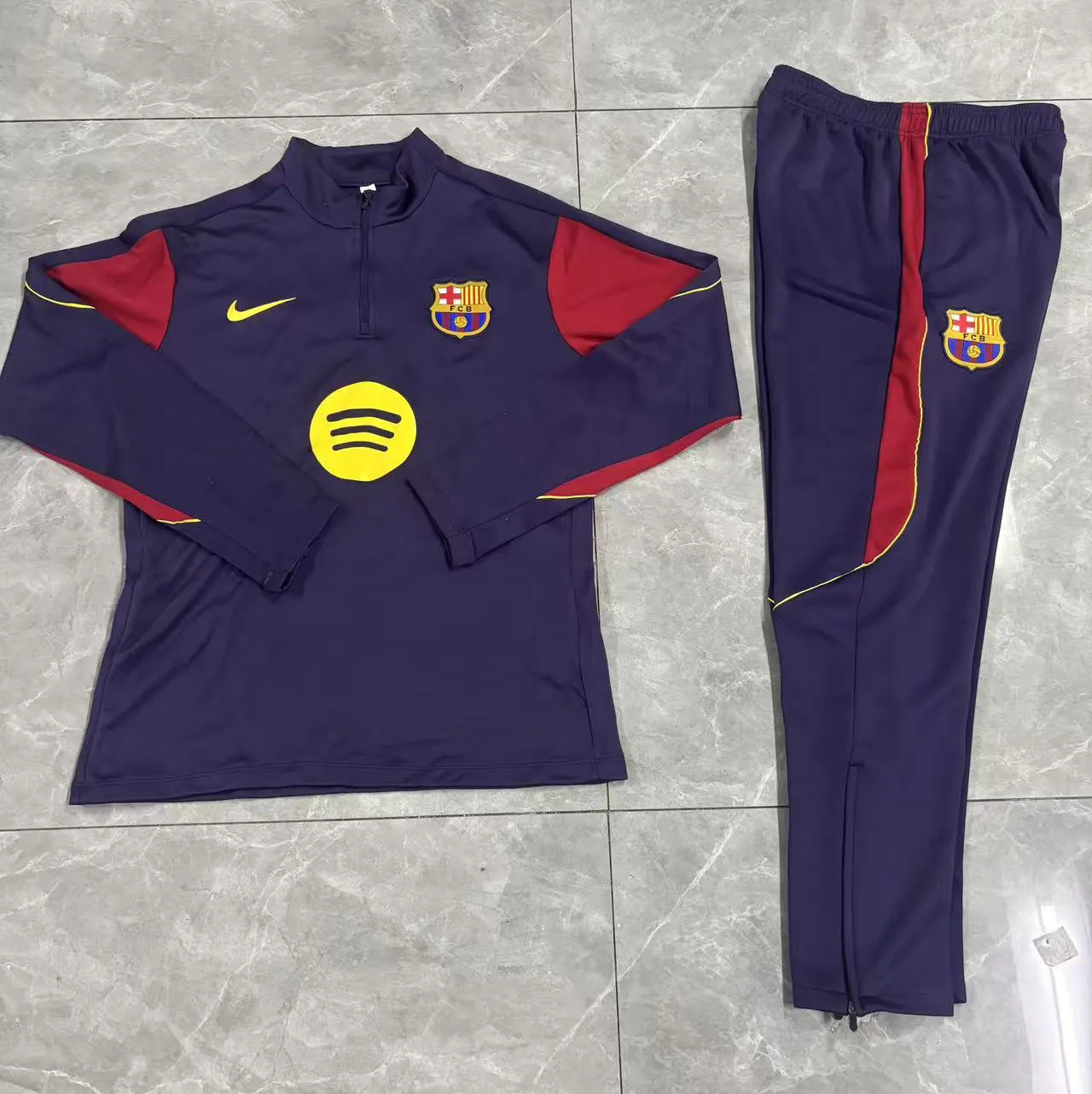 2026/2027 Barcelona Half-Pull Training Deep purple Football Shirt 1:1 Thai Quality Set - Image 3
