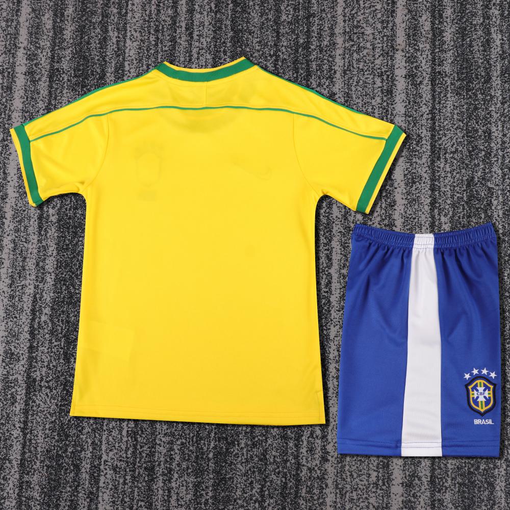 1998 Retro Brazilië Thuis Voetbalshirt 1:1 Thaise kwaliteit Kindermaat - Afbeelding 3