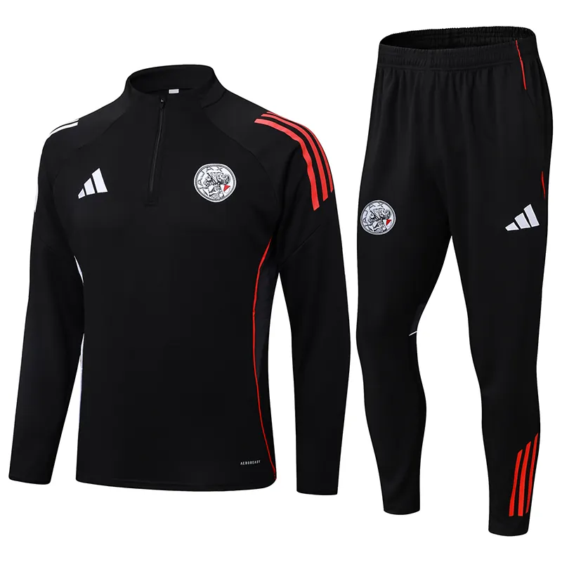 2025/2026 Ajax Half-Pull Training Suit Black Football Shirt 1:1 Thai Quality Set