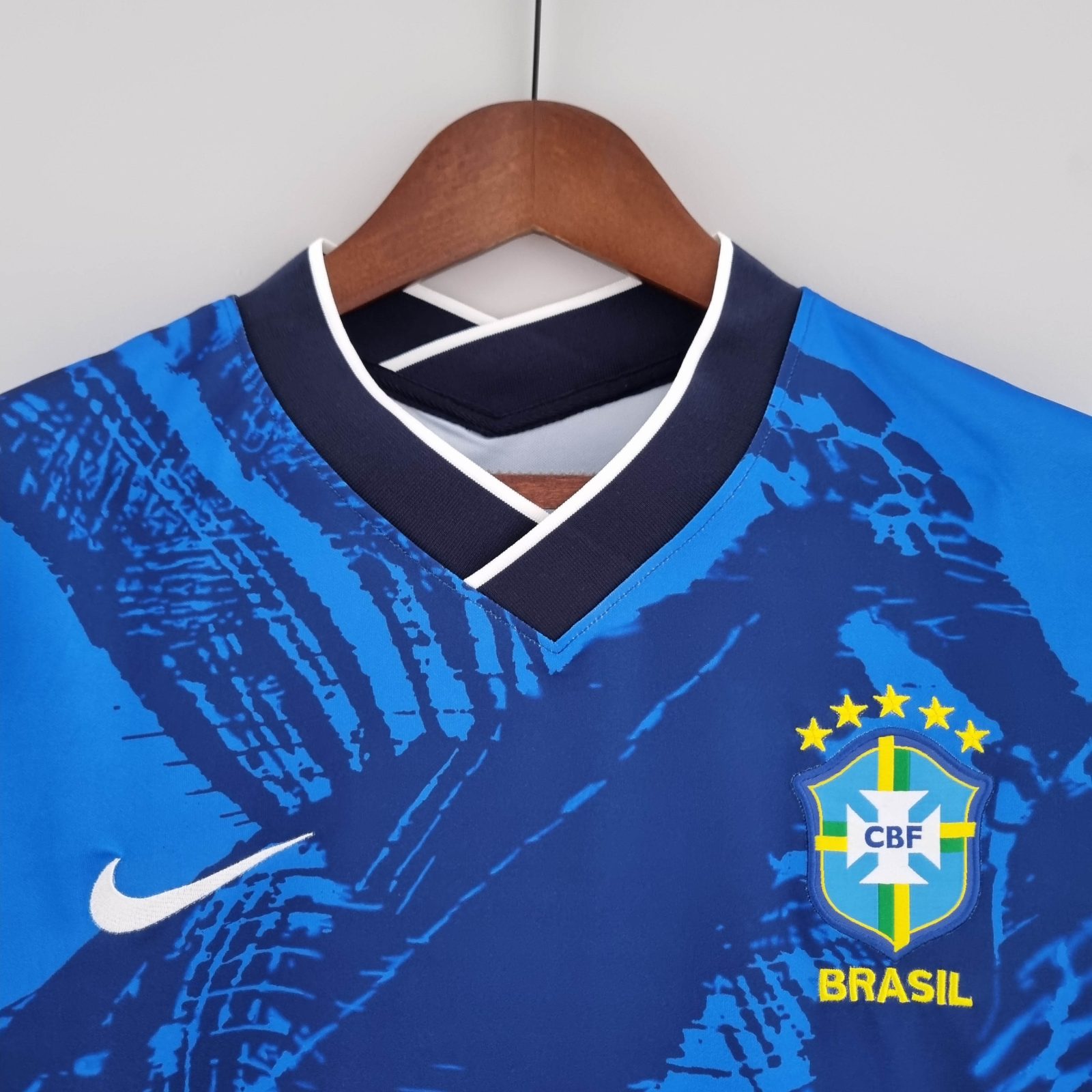 2022 Brasilien Klassisch Blau Fußballtrikot – Bild 4