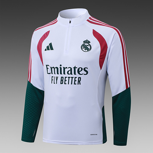 2026/2027 Real Madrid Blu Tuta mezza zip Bianco with Verde Maniche Maglia da calcio Qualità thai 1:1 Set - immagine 5