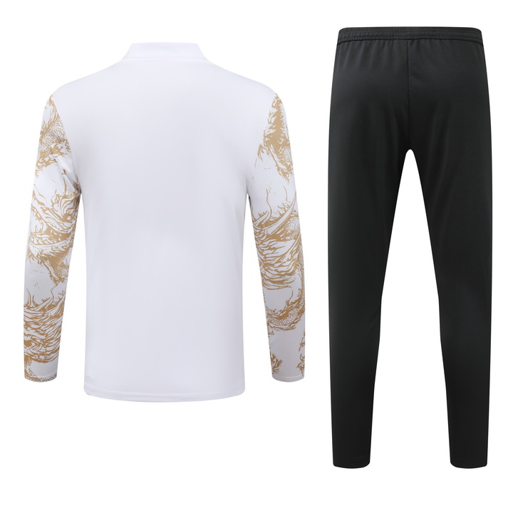 2024/2025 Real Madrid Royal Bianco print Edizione speciale Tuta mezza zip Maglia da calcio Qualità thai 1:1 Set - immagine 3