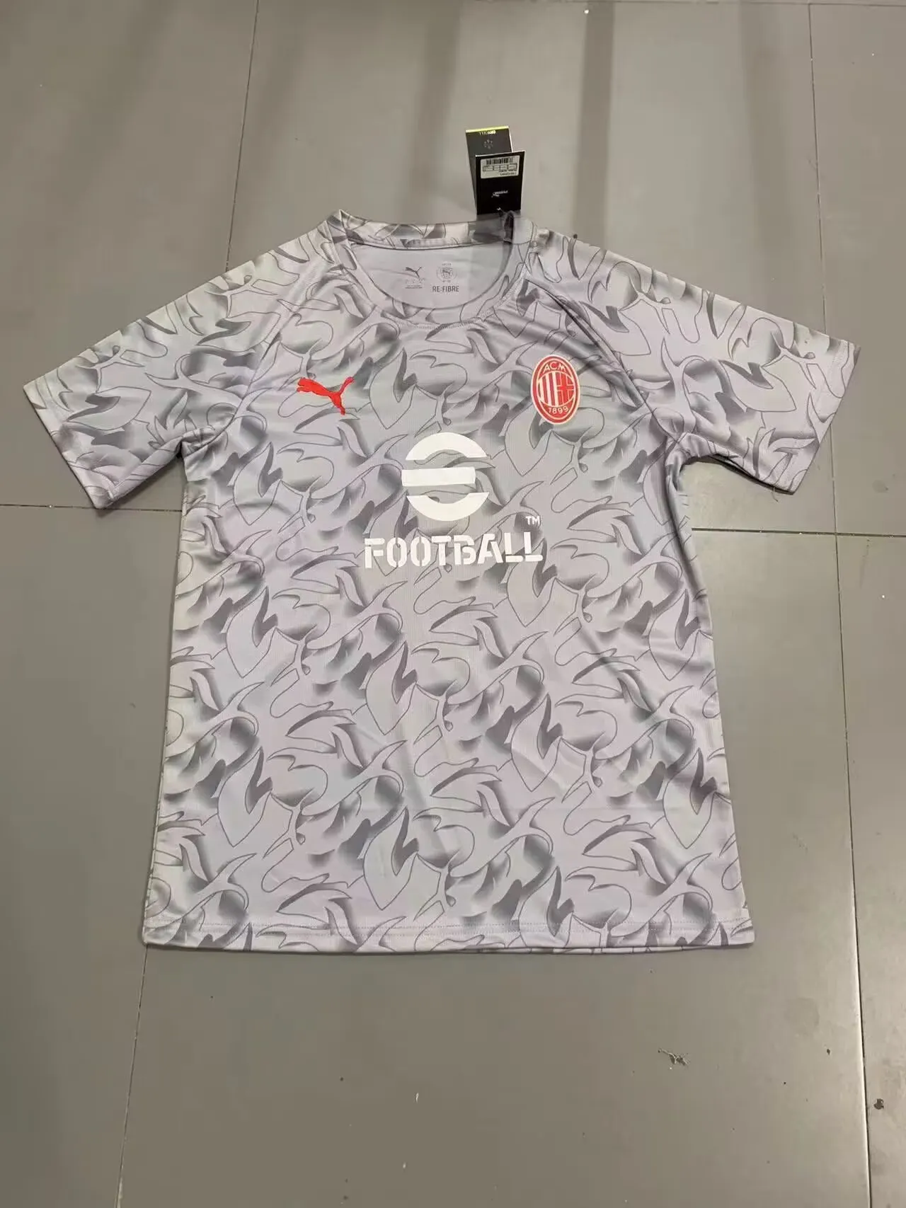 2025/2026 AC Milan Pre-partido Entrenamiento Uniforme Gris Camiseta de fútbol Calidad tailandesa 1:1