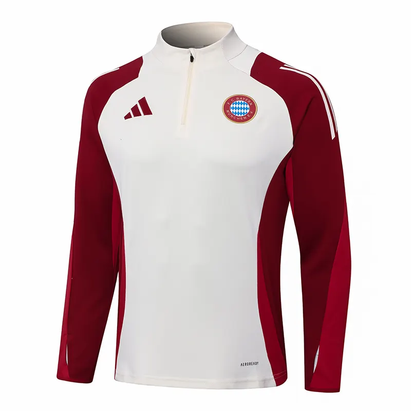 2024/2025 Bayern Halbreißverschluss-Trainingsanzug Weiß Rot Trikot Set 1:1 Thai-Qualität – Bild 4