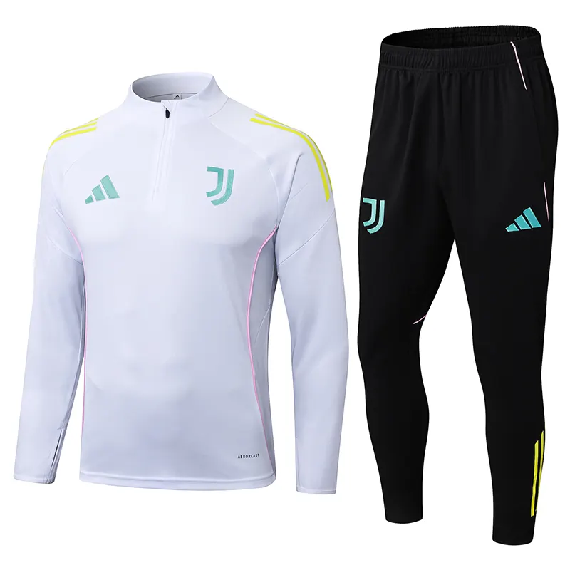 2025/2026 Juventus Tuta mezza zip Bianco Maglia da calcio Qualità thai 1:1 Set