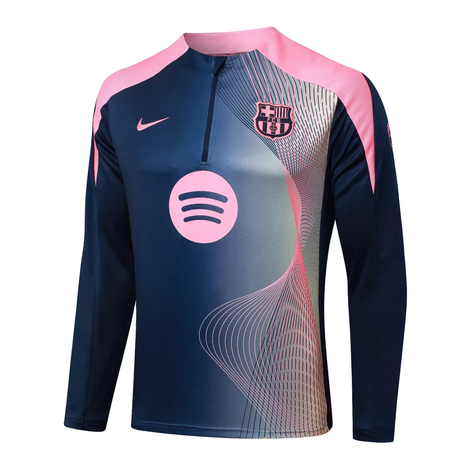 2025/2026 Barcelona Curve inkjet Halbreißverschluss-Trainingsanzug Trikot 1:1 Thai-Qualität Set – Bild 4