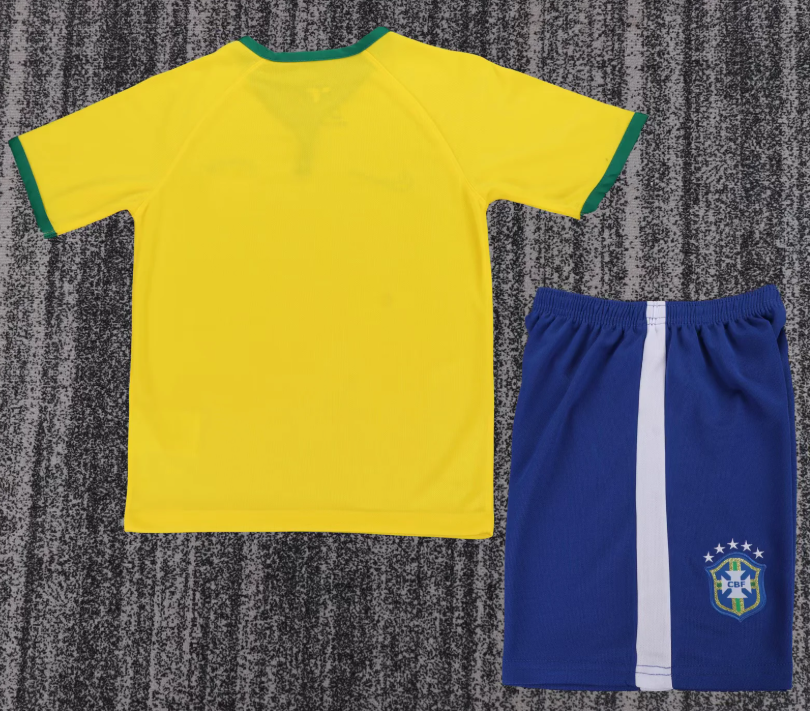2014 Retro Brasilien Heim Fußballtrikot 1:1 Thai-Qualität Kindergröße – Bild 2