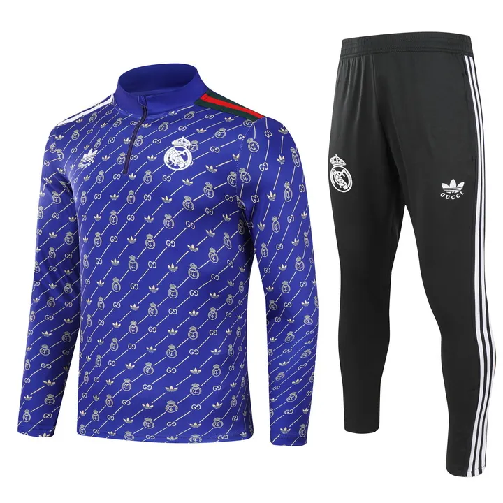 2024/2025 Real Madrid Royal Violet Collaboration model Survêtement demi-zip Maillot de football Qualité thaï 1:1 Ensemble